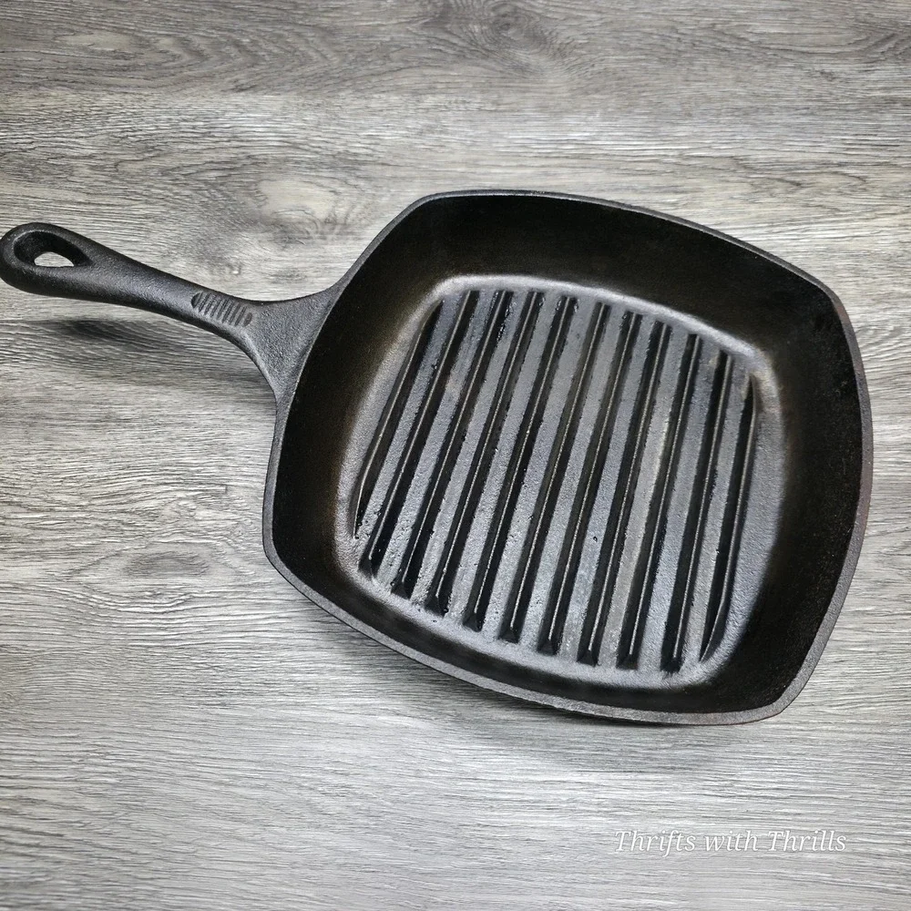 EMERIL‎ Cast Iron Square Grill - Ribbed Fry Pan Skillet - 10